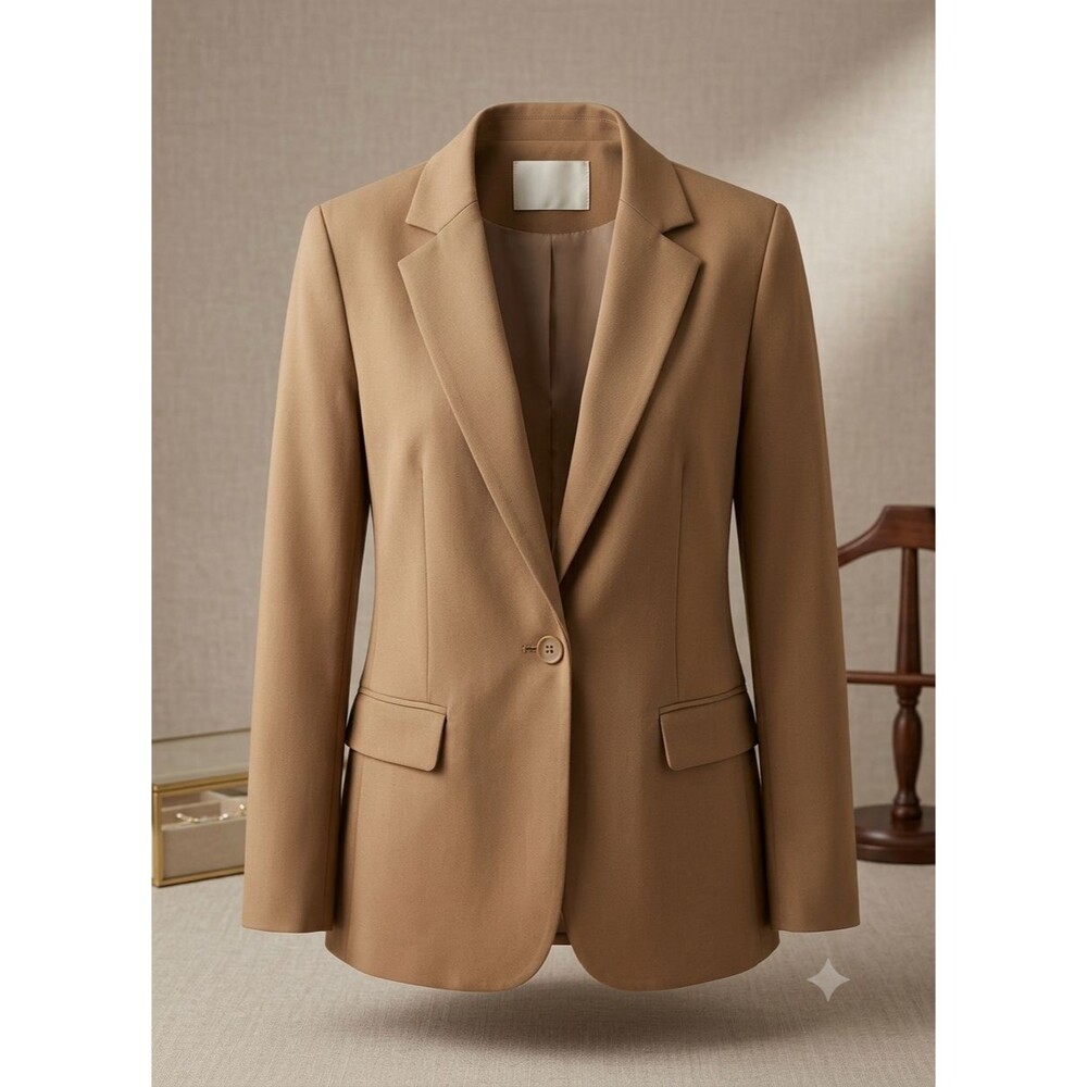 Cicy Bell Women’s XL Beige Blazer NWT Casual Work Jacket Single Button Career - Picture 1 of 10